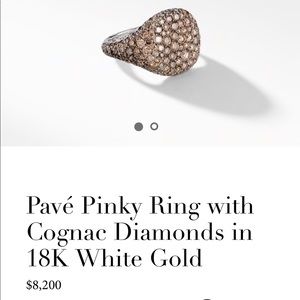 David Yurman Pave Cognac Diamond Pinky Ring Size 4